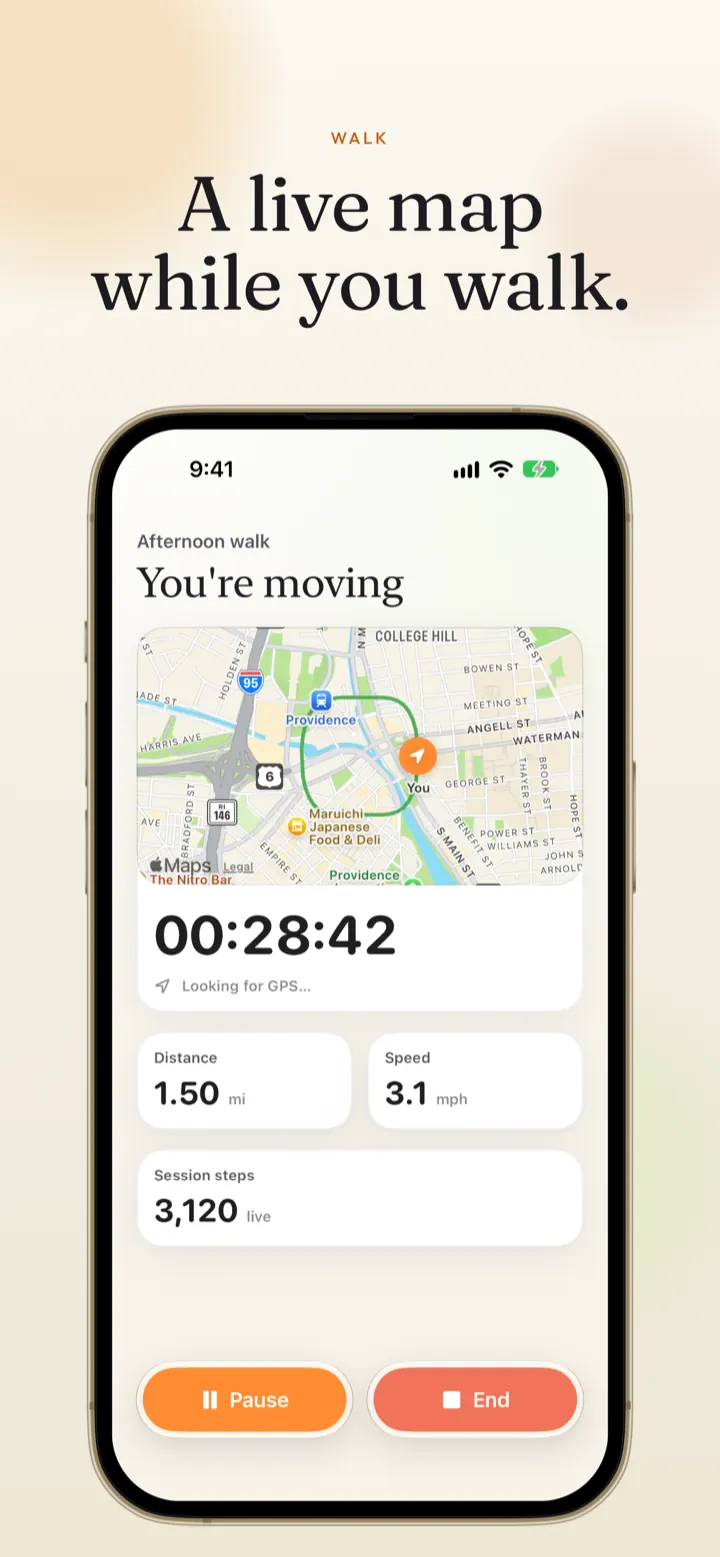A live map while you walk